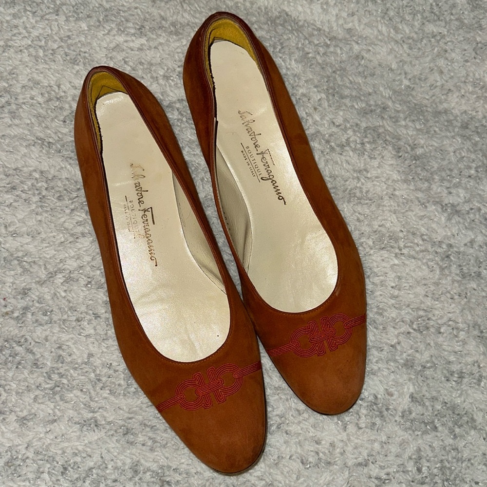 Vintage Ferragamo Suede Flats